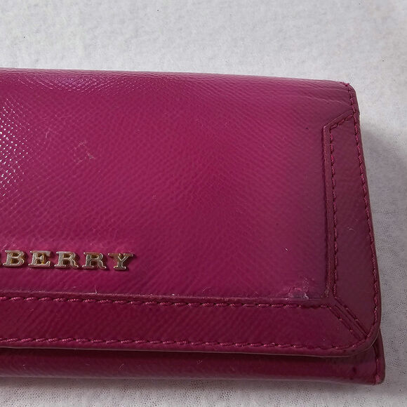 Burberry Patent Leather Heritage Grain Penrose Continental Wallet Pink - Picture 3 of 16
